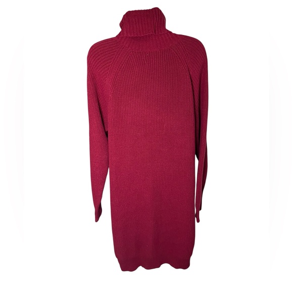 INC International Concepts Turtleneck Sweater Dress Ribbed Knit Burgundy XL - Picture 3 of 7